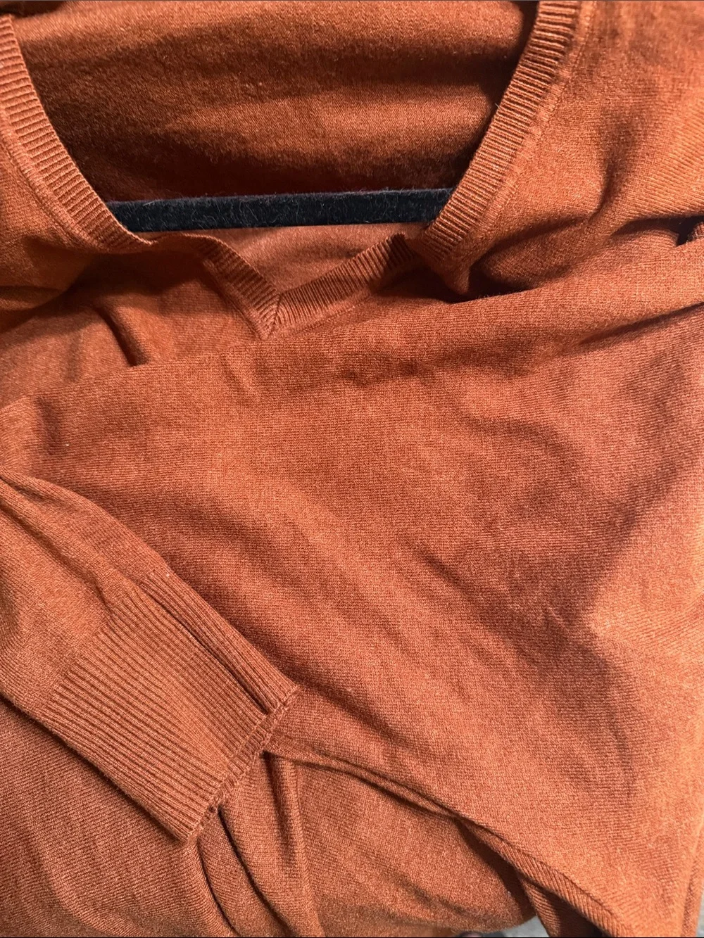 Classic V-Neck Sweater in Rust SZ 1X